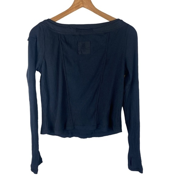 Free People Movement Ribbed Drawstring Neck Knit Top - Picture 3 of 5
